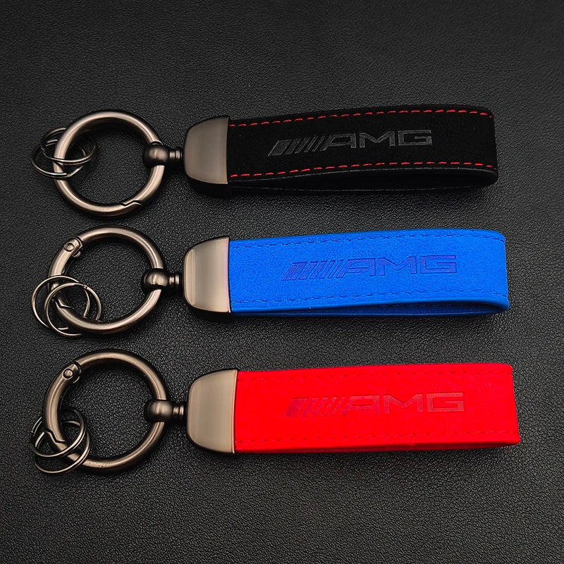 Leather Suede Mercedes AMG Lanyard, Key Ring Buckle For Mercedes Benz A B C E S ML GLK GLE GLS GLC SLK Class G CLASS E63 C63 AMG Keychain Accessory