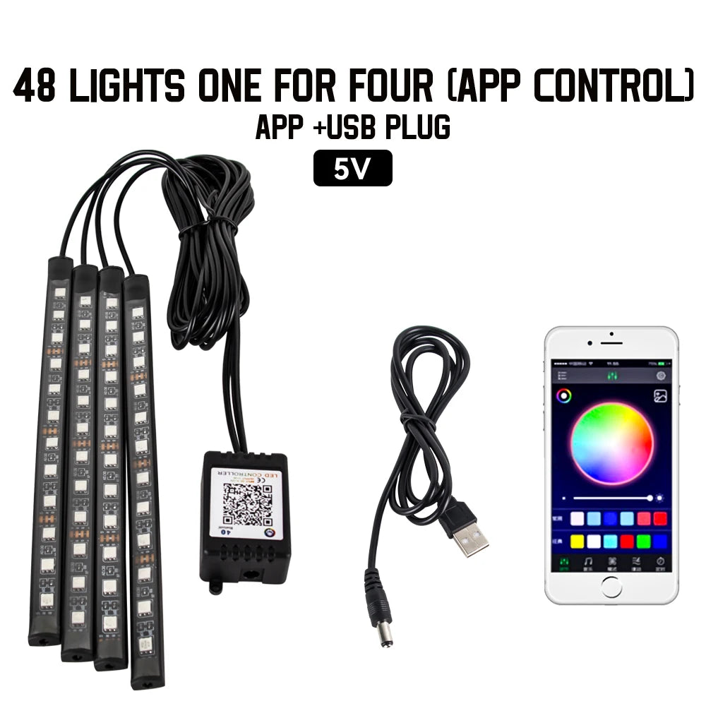 Universal Neon LED Car Interior Lights | Ambient Footwell Lighting