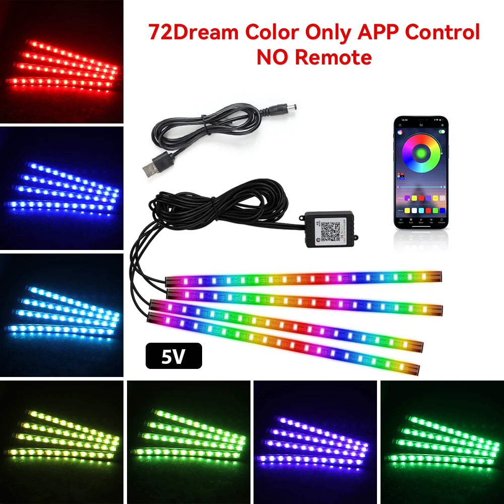 Universal Neon LED Car Interior Lights | Ambient Footwell Lighting