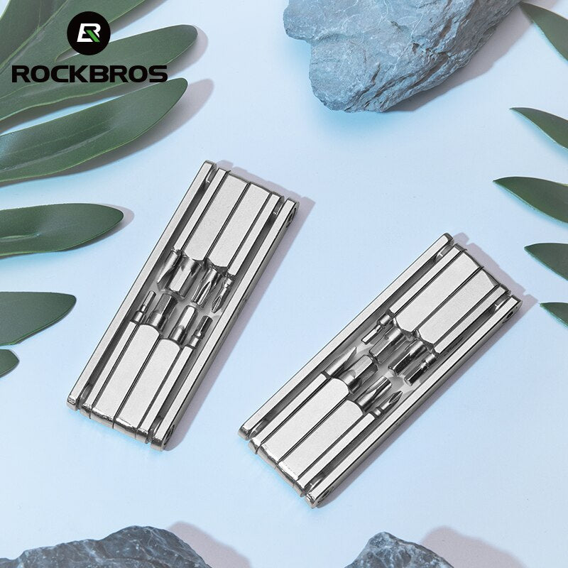 ROCKBROS Bicycle Multi-Tool Foldable Repair Tool Set Made of Stainless Steel
