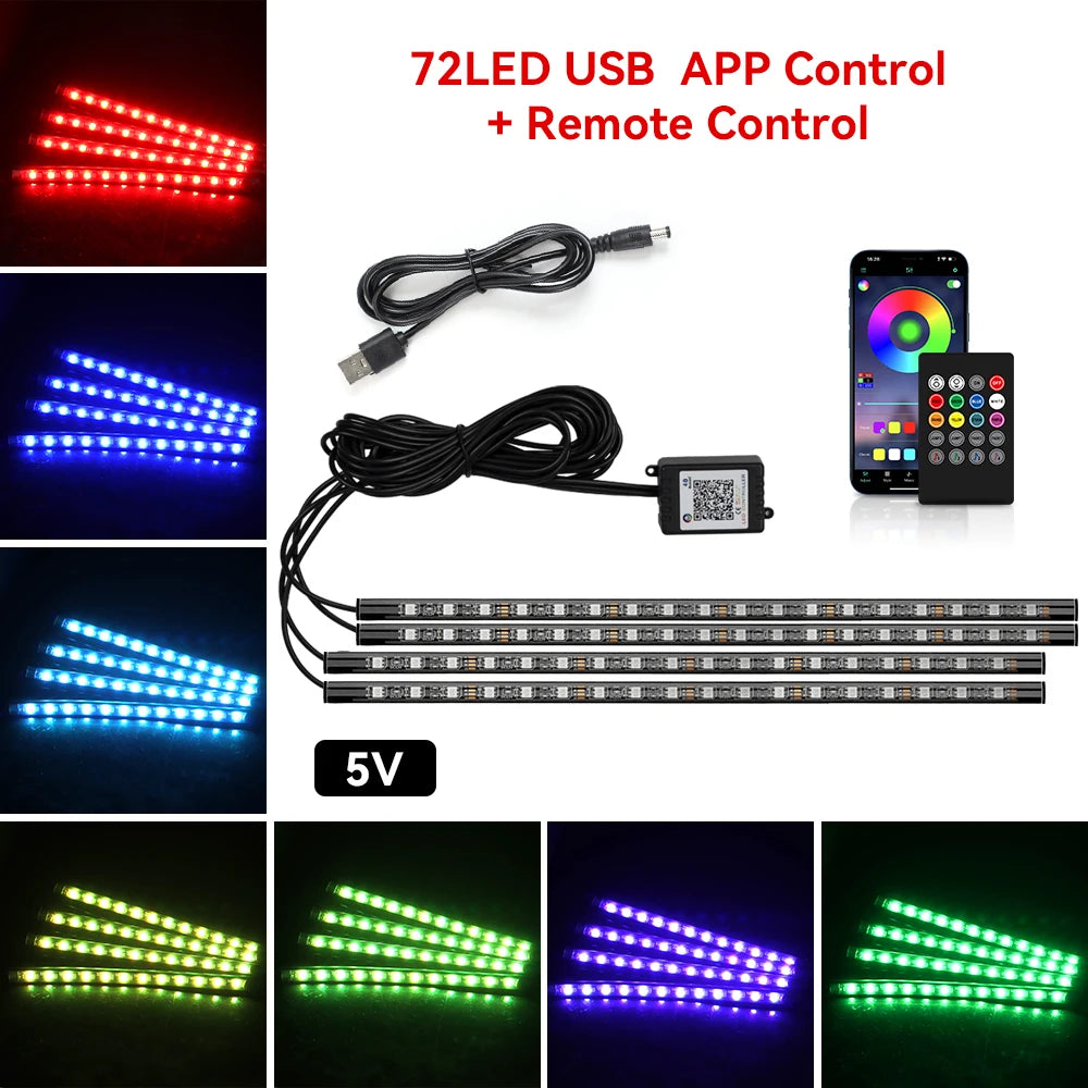 Universal Neon LED Car Interior Lights | Ambient Footwell Lighting