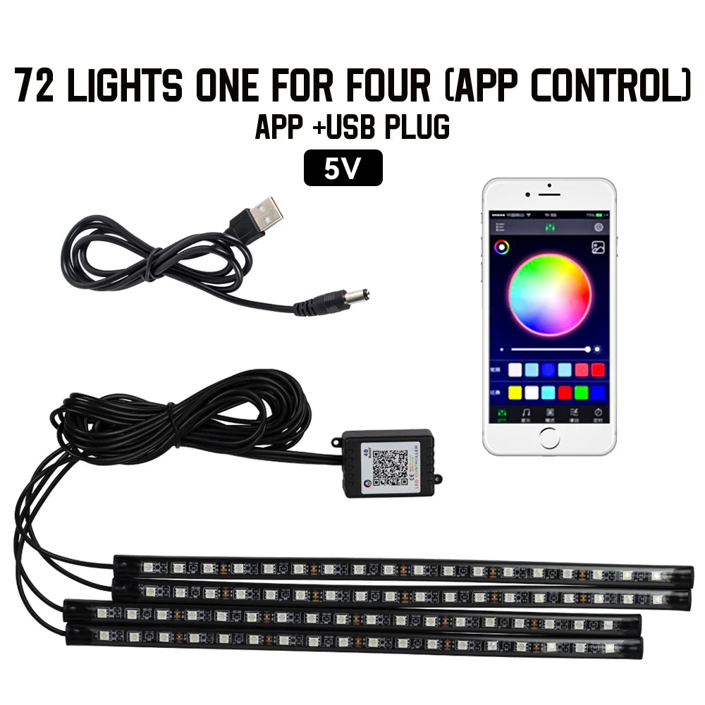 Universal Neon LED Car Interior Lights | Ambient Footwell Lighting