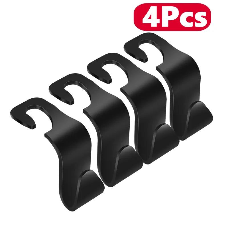 4-Pack Headrest Hooks for Car Storage