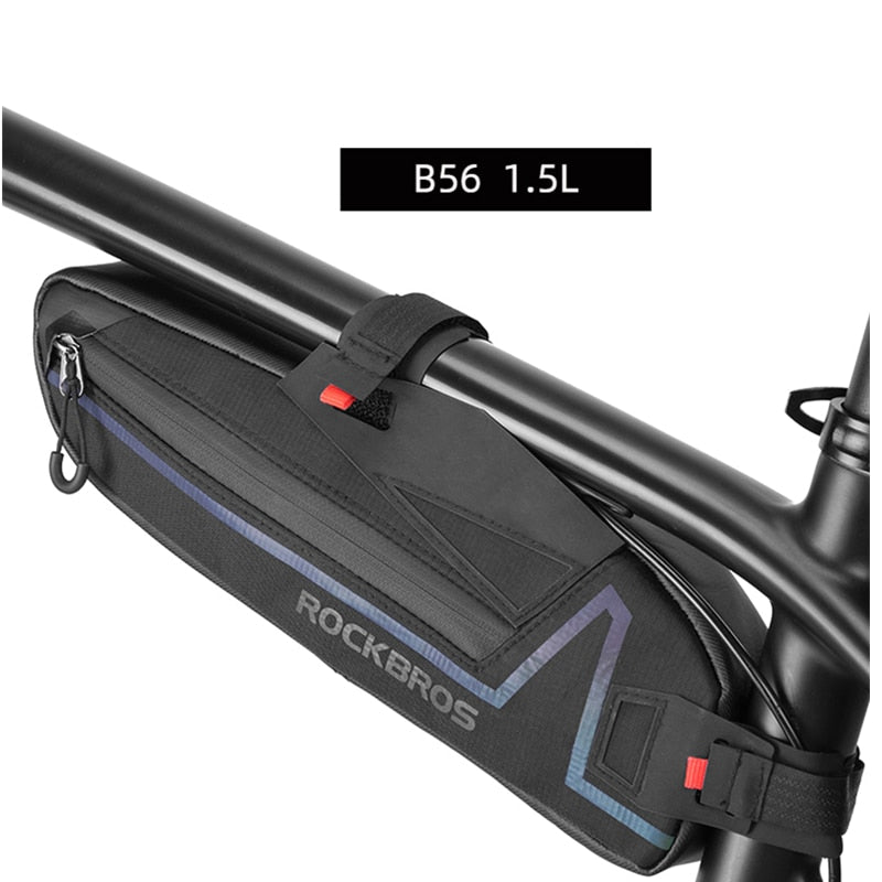 ROCKBROS Waterproof Bike Frame Bag | Reflective Triangle Top Tube Bag