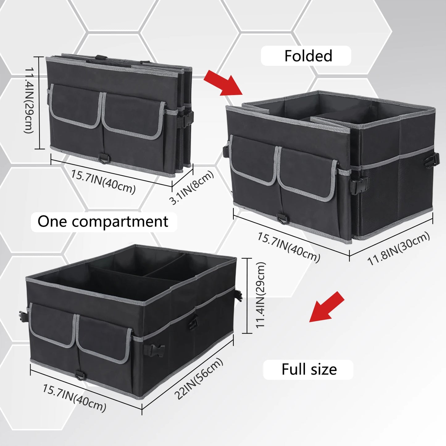 Auto Car Trunk Boot Storage Organizer Box- Multi-compartment Collapsible Durable Car Trunk Organizer