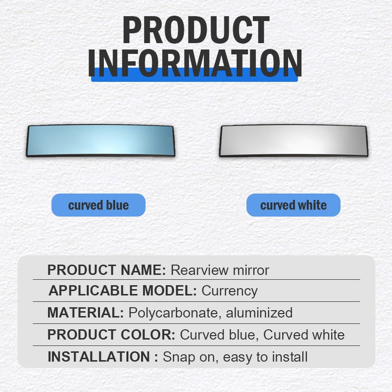 Universal Anti-Glare Rearview Mirror – Wide Angle Blue Mirror