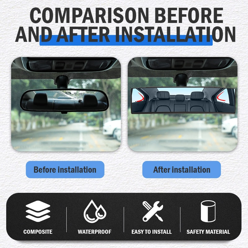 Universal Anti-Glare Rearview Mirror – Wide Angle Blue Mirror