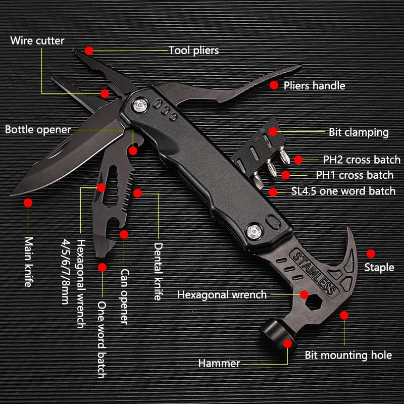 Multifunctional Pliers Multitool | Stainless Steel Claw Hammer