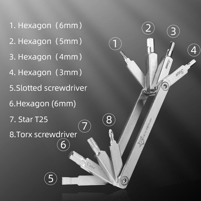 ROCKBROS Bicycle Multi-Tool | Foldable Stainless Steel Repair Set