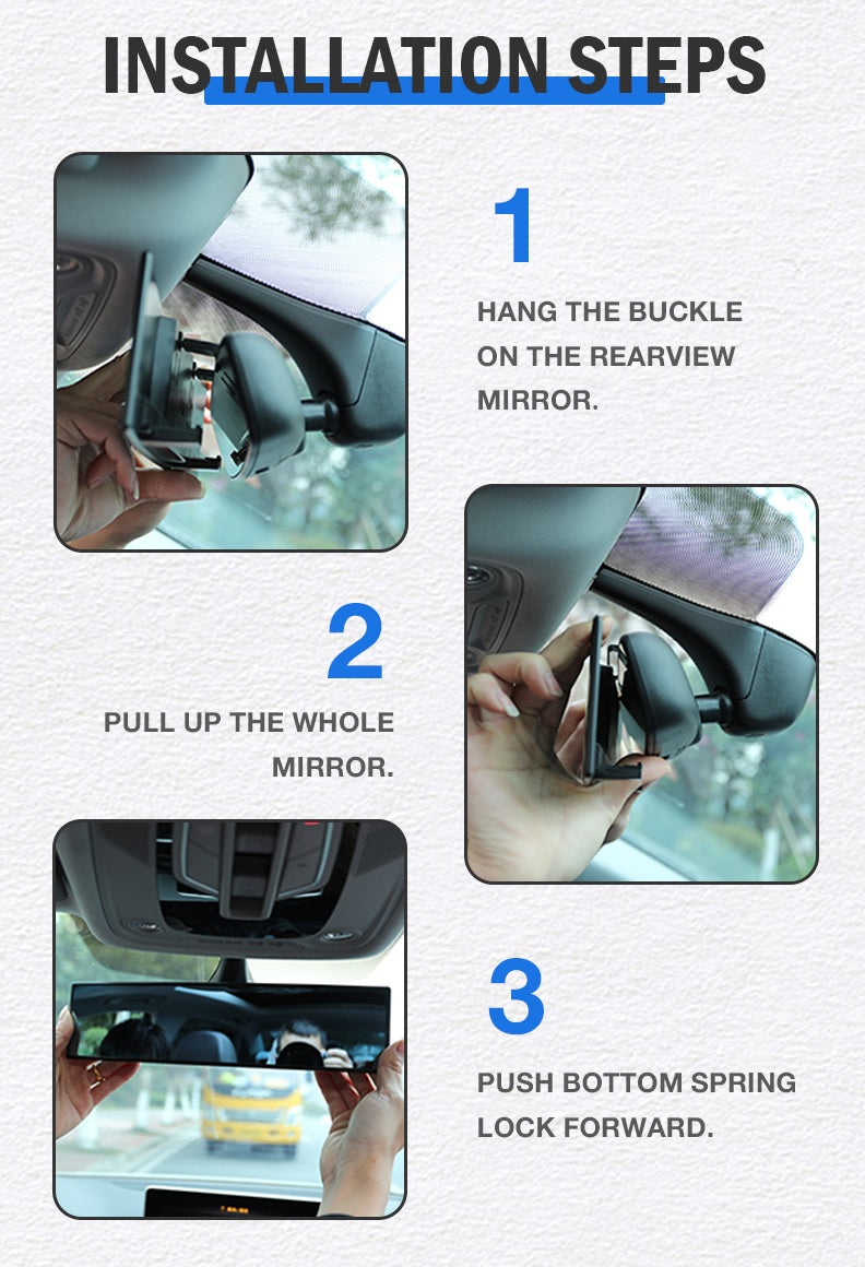 Universal Anti-Glare Rearview Mirror – Wide Angle Blue Mirror