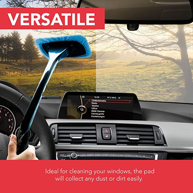 Long Handle Microfiber Car Windscreen Cleaner | Demister Pad Tool