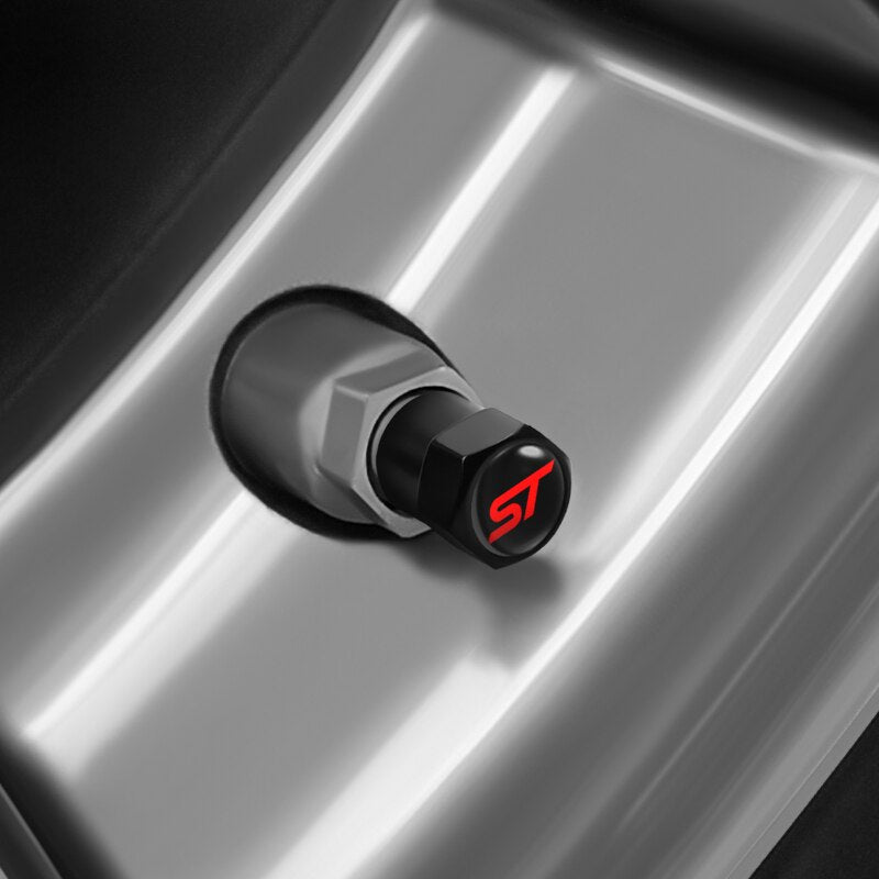 4 Pcs Car Aluminium ST Badge Wheel Valve Caps