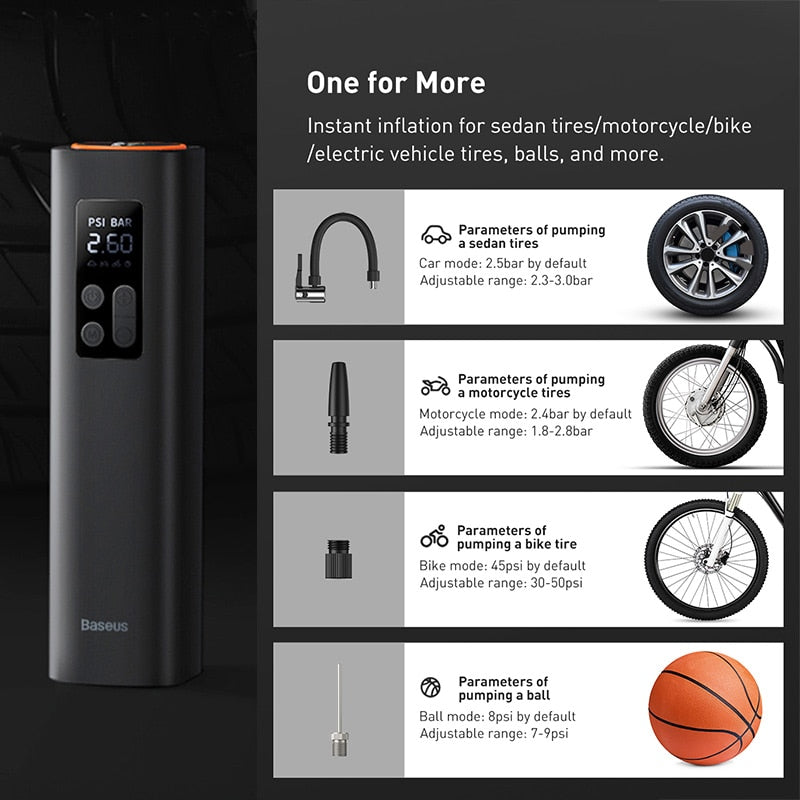 Baseus 12V Portable Digital Tyre Inflator Pump