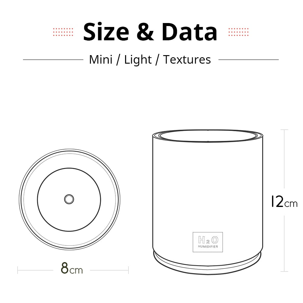 Colourful Mini Portable Humidifier | USB 300ml with 7 Colours
