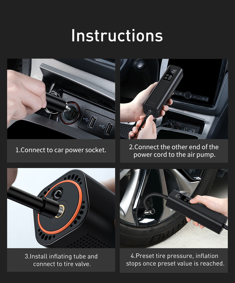 Baseus 12V Portable Digital Tyre Inflator Pump