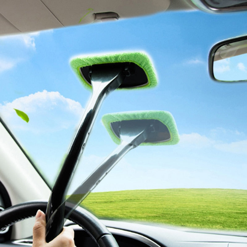 Long Handle Microfiber Car Windscreen Cleaner | Demister Pad Tool