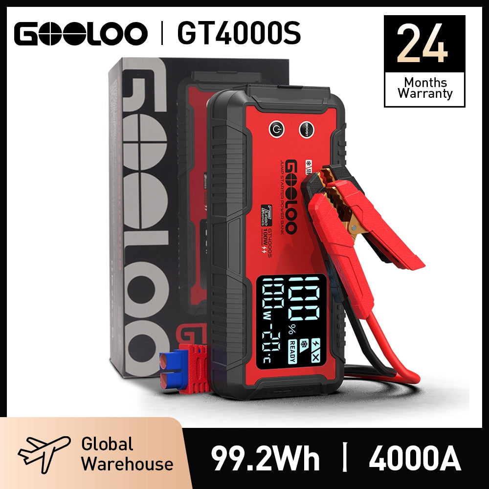 GOOLOO GT4000S Jump Starter 4000 Amp Car Starter with 100W USB C Wall  Charger, 12V Lithium Portable Car Battery Booster Pack for Up to 10L Diesel  and