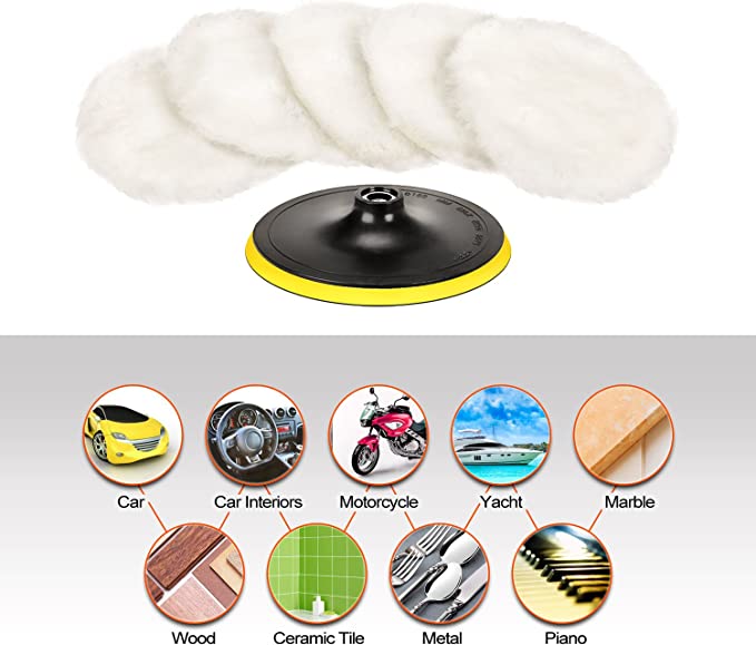 Universal Car Polishing Pads | Includes Disc and Drill Bit Adapter