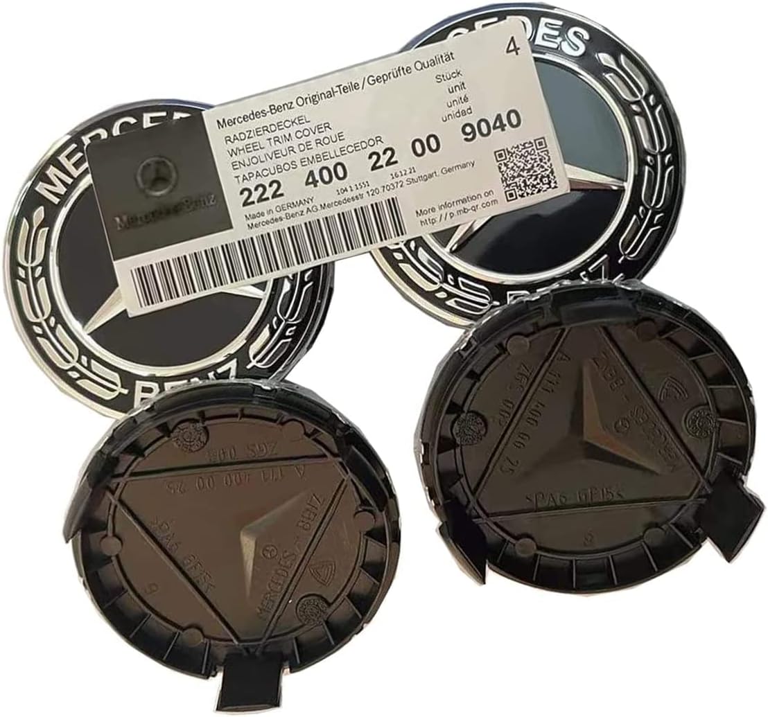 4 Pcs 75mm Alloy Wheel Center Caps for Mercedes Benz