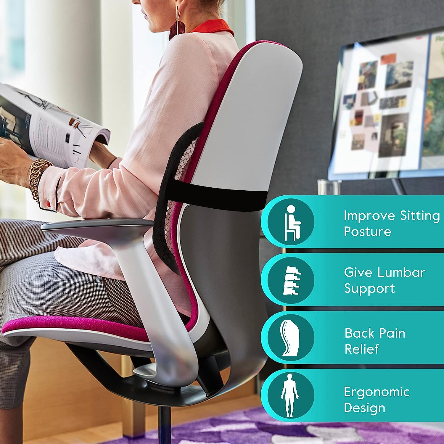 Universal Lumbar Back Support | Mesh Chair & Waist Cushion