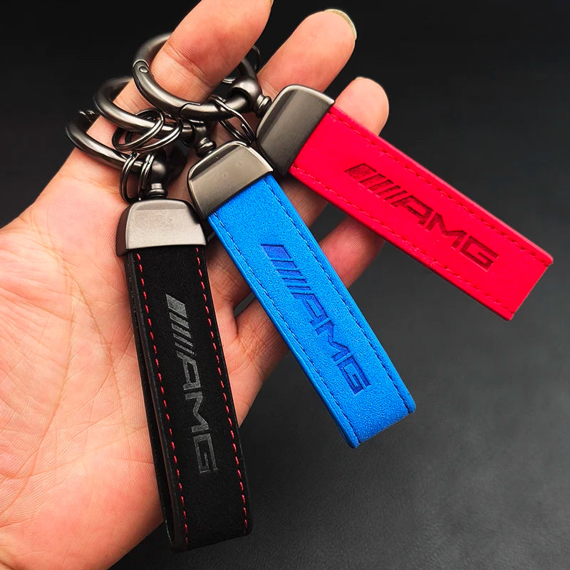 Leather Suede Mercedes AMG Lanyard, Key Ring Buckle For Mercedes Benz A B C E S ML GLK GLE GLS GLC SLK Class G CLASS E63 C63 AMG Keychain Accessory