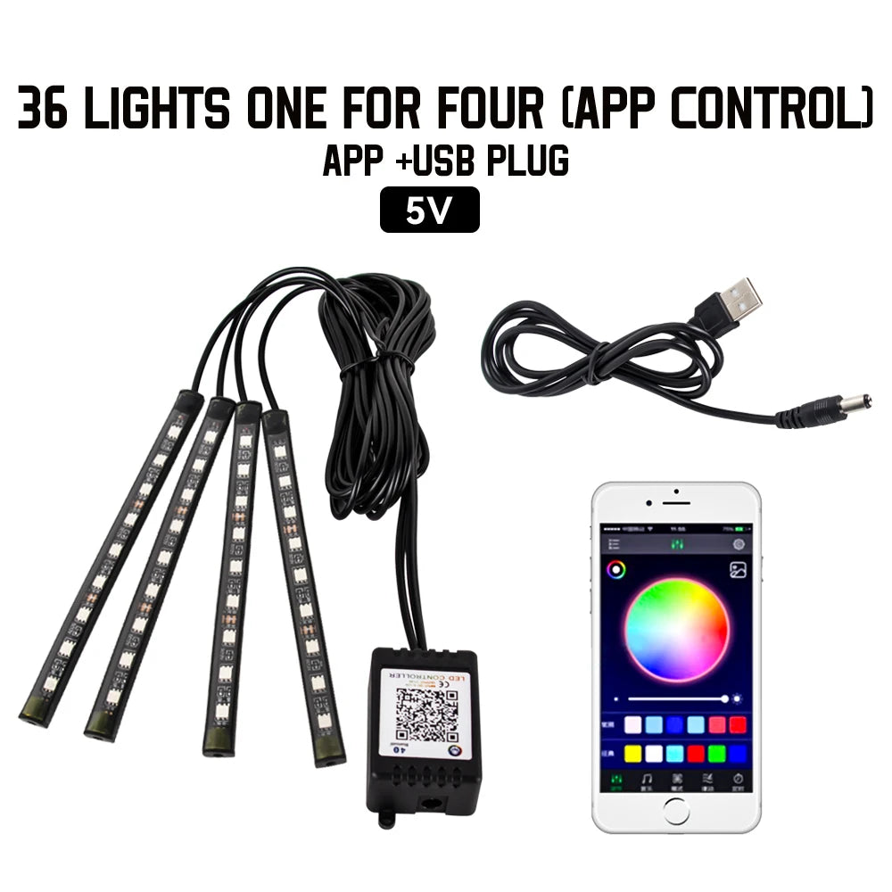 Universal Neon LED Car Interior Lights | Ambient Footwell Lighting