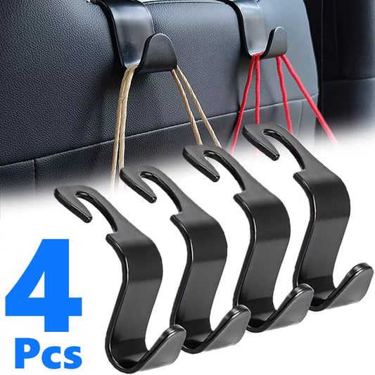 4-Pack Headrest Hooks for Car Storage