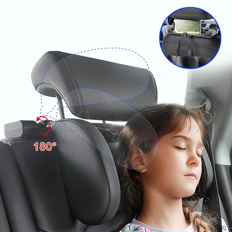 360° Adjustable Car Headrest Pillow – Neck Support for Travel