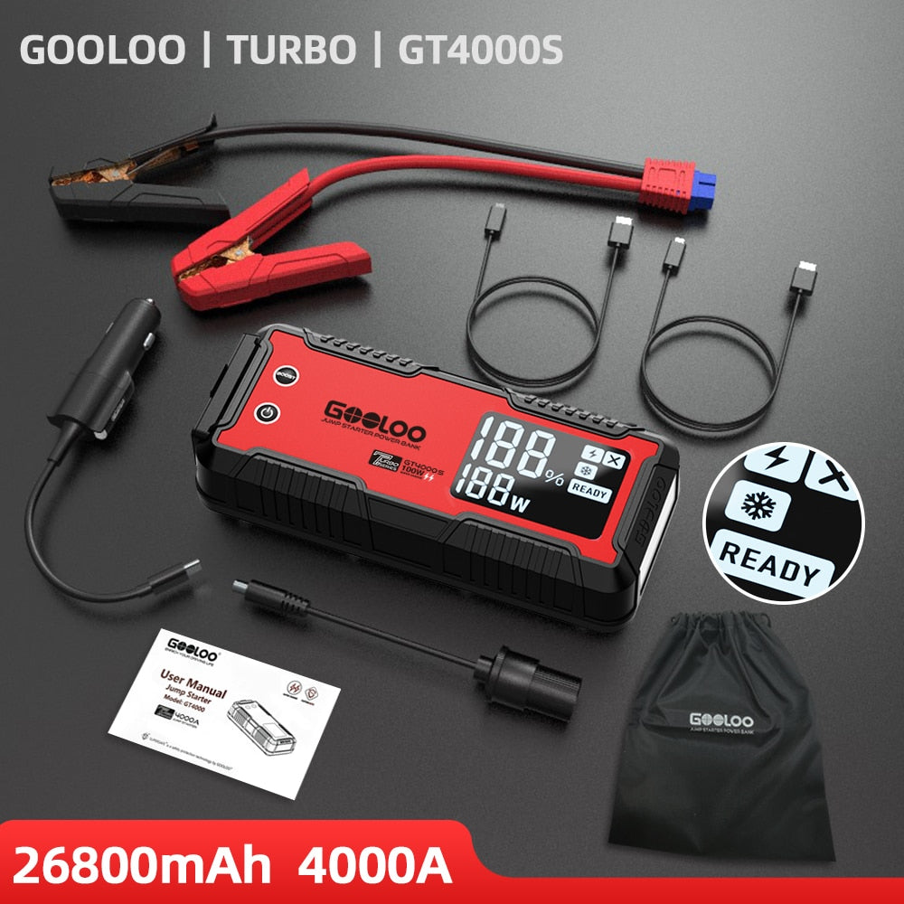 GOOLOO 4000A Car Jump Starter | 2-Way Fast Charging