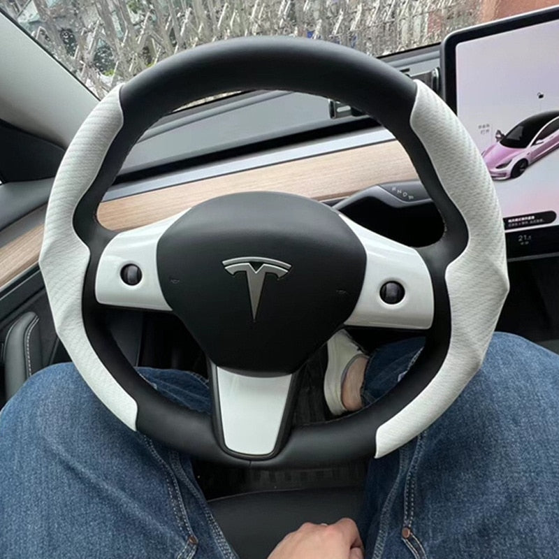 Tesla Model 3/Y Steering Wheel Cover | Anti-Slip Accessory