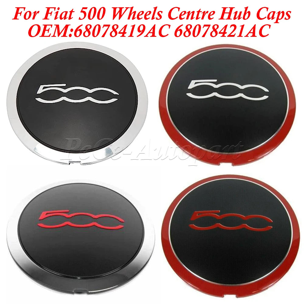 Fiat 500 Hubcap Wheels Centre Caps - 133mm