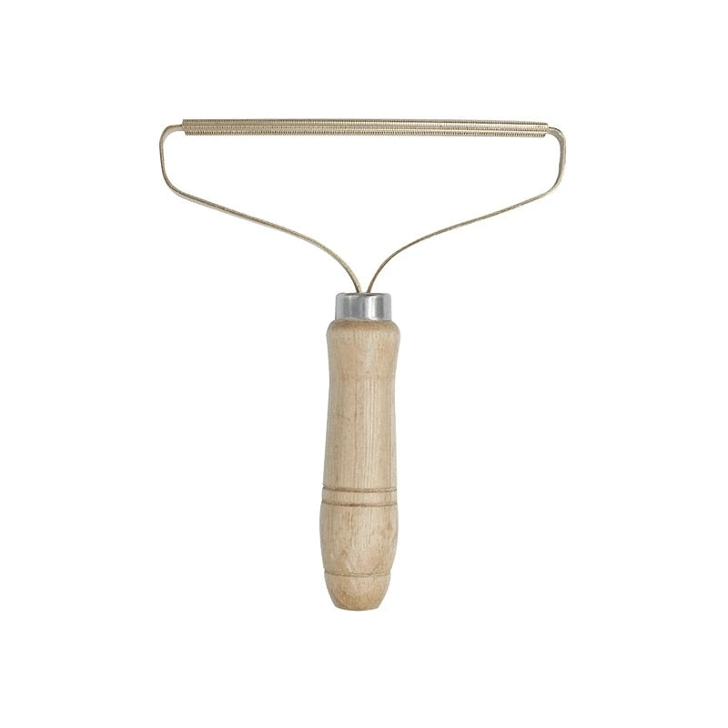 Portable Lint Remover | Cloth Fuzz Shaver with Wooden Handle