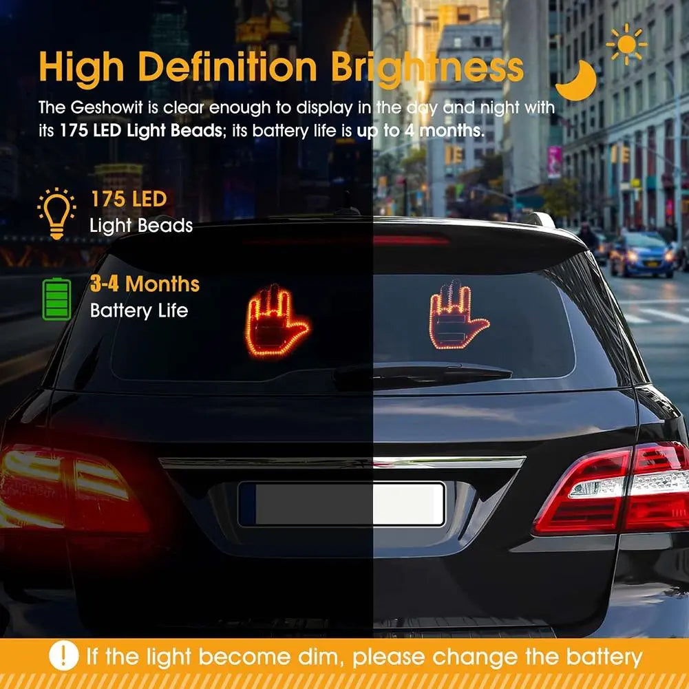 Funny Car Finger Light with Remote | LED Gesture Display Lamp