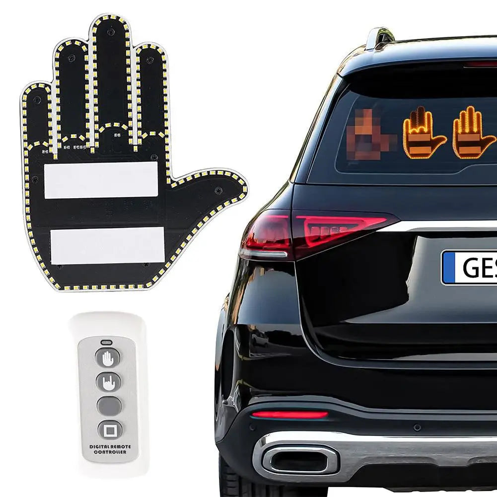 Funny Car Finger Light with Remote | LED Gesture Display Lamp
