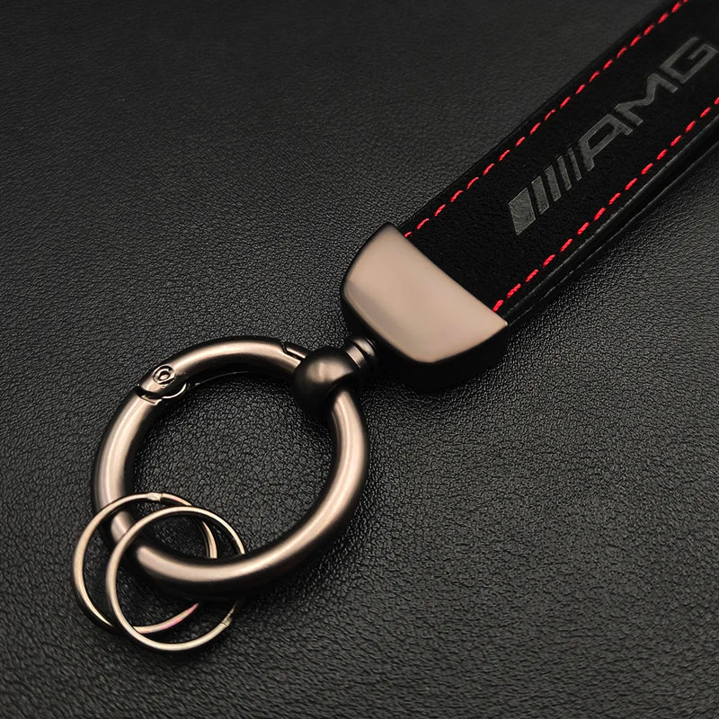 Leather Suede Mercedes AMG Lanyard, Key Ring Buckle For Mercedes Benz A B C E S ML GLK GLE GLS GLC SLK Class G CLASS E63 C63 AMG Keychain Accessory