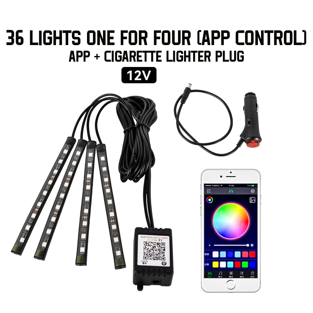 Universal Neon LED Car Interior Lights | Ambient Footwell Lighting