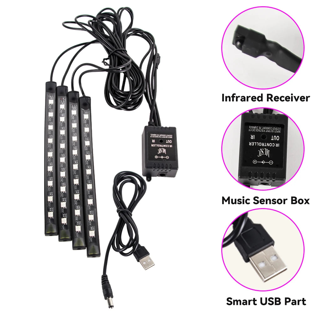 Universal Neon LED Car Interior Lights | Ambient Footwell Lighting