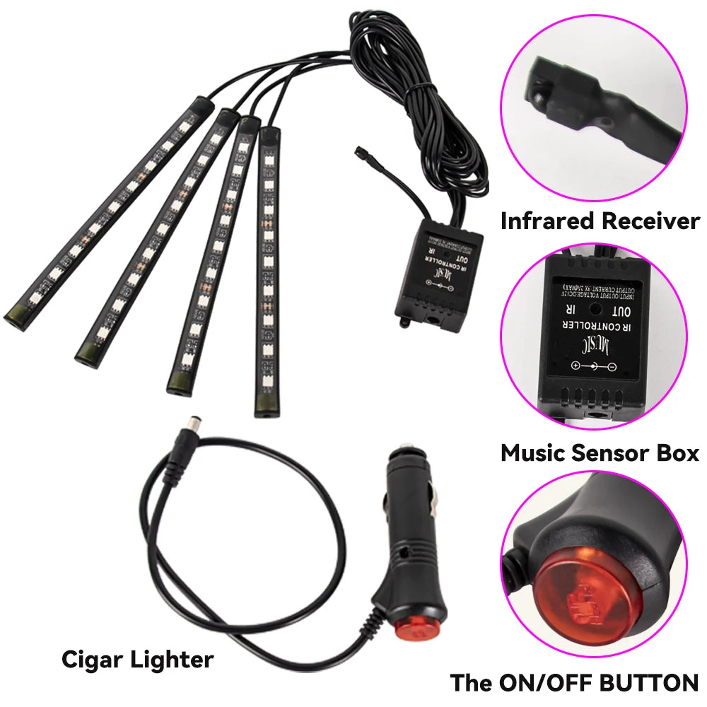 Universal Neon LED Car Interior Lights | Ambient Footwell Lighting