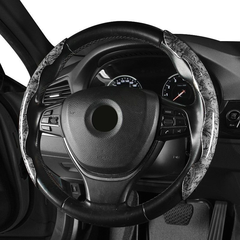 Universal Carbon Fibre Look Steering Wheel Cover – Anti-Slip 38cm