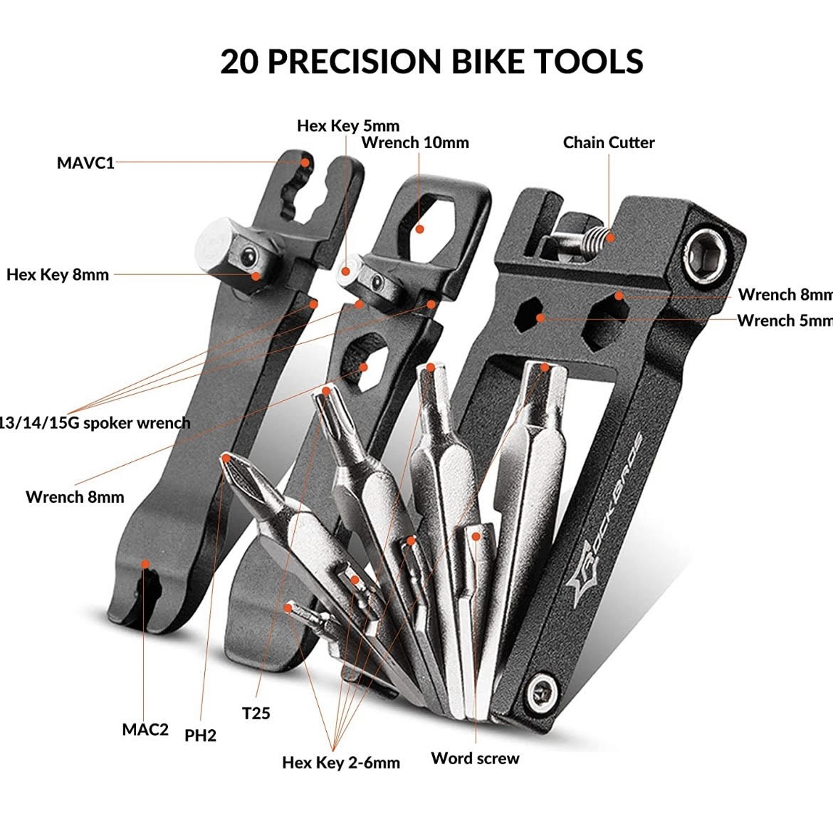 ROCKBROS Bicycle Multi-Tool | Foldable Stainless Steel Repair Set
