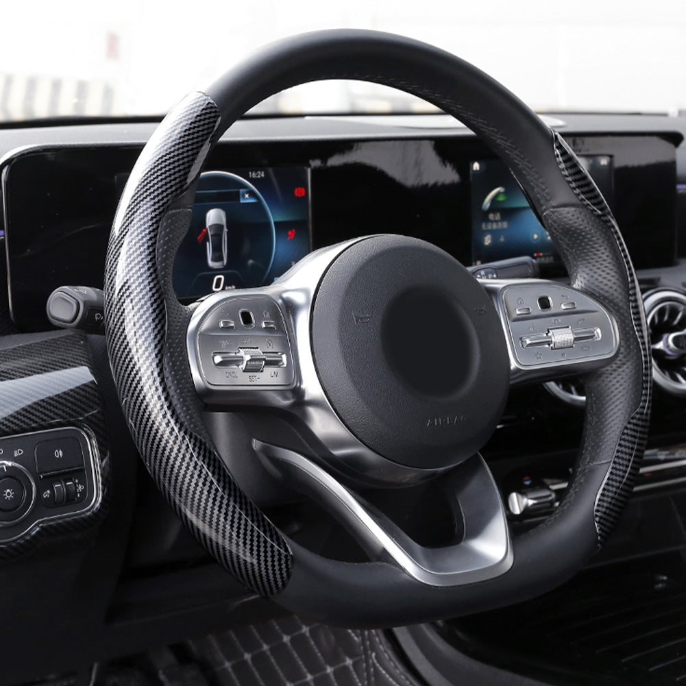 Universal Carbon Fibre Look Steering Wheel Cover – Anti-Slip 38cm