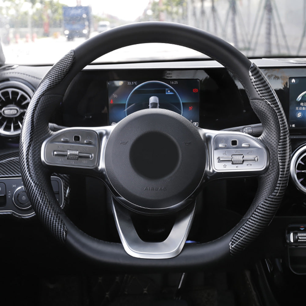 Universal Carbon Fibre Look Steering Wheel Cover – Anti-Slip 38cm