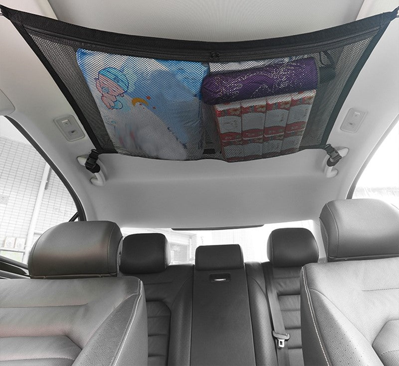 Car Ceiling Cargo Net with Zipper – Universal Roof Storage Organizer