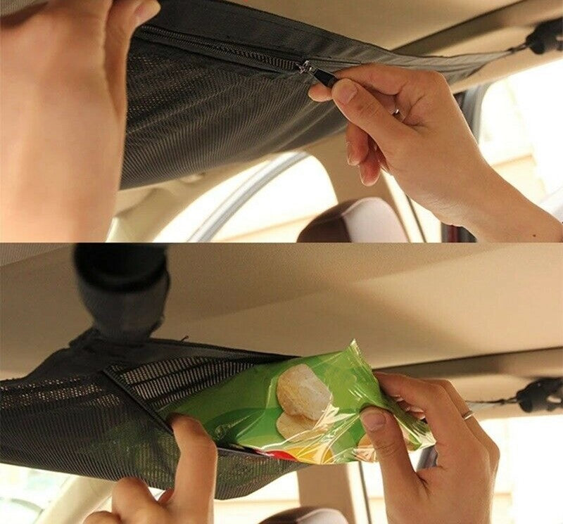 Car Ceiling Cargo Net with Zipper – Universal Roof Storage Organizer
