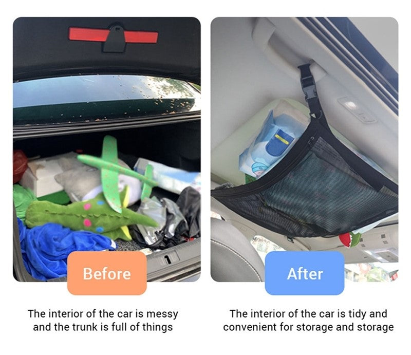 Car Ceiling Cargo Net with Zipper – Universal Roof Storage Organizer