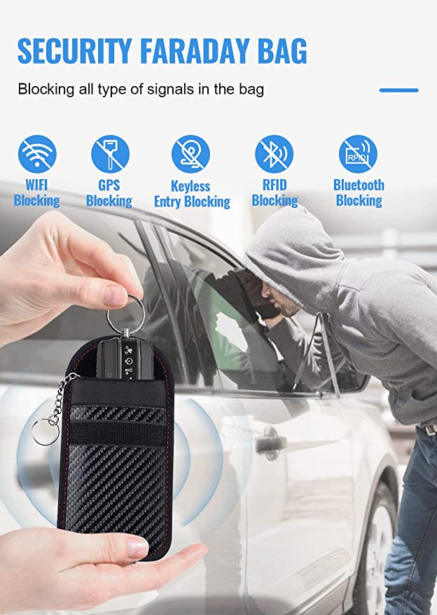 RFID SIGNAL BLOCK KEY RING POUCH FOR CAR KEY / ANTI THEFT FARADAY BAG KEYLESS ENTRY BLOCK