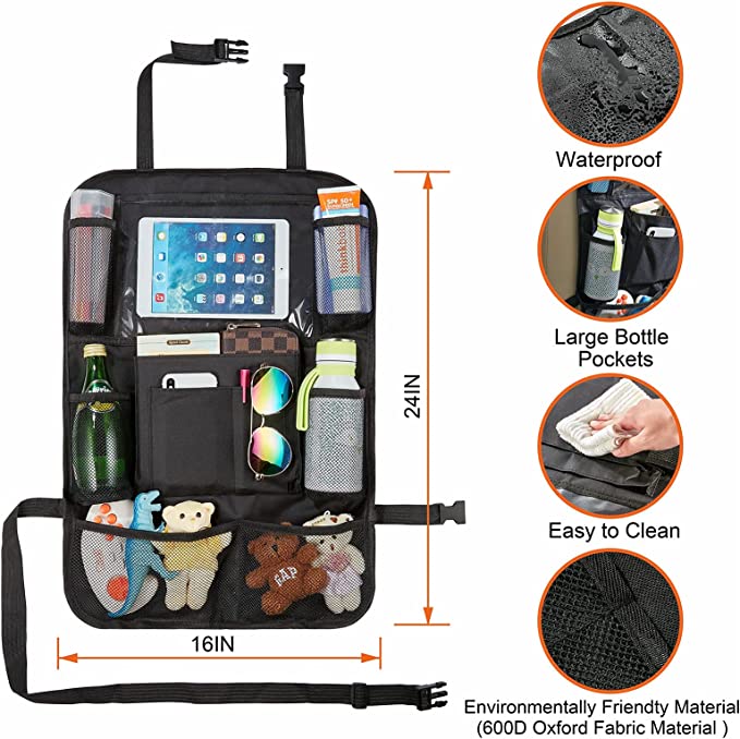 Multi-Pocketed 2 Piece Set of Car Back Seat Organizers