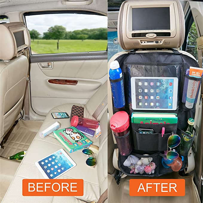 Multi-Pocketed 2 Piece Set of Car Back Seat Organizers