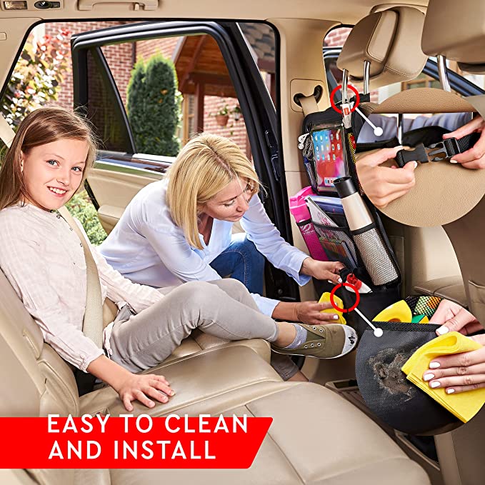 Multi-Pocketed 2 Piece Set of Car Back Seat Organizers