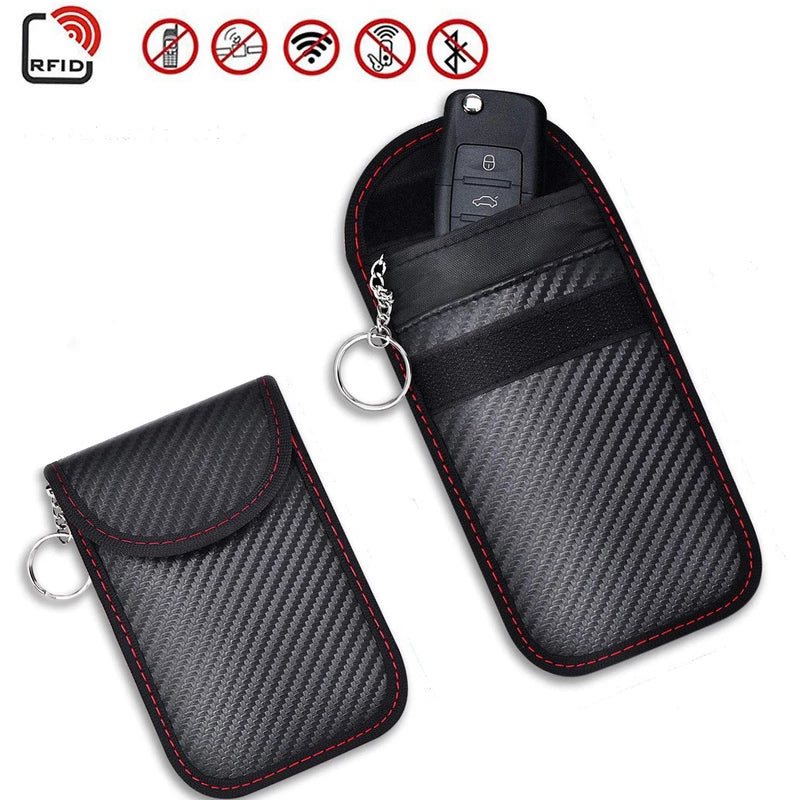 RFID SIGNAL BLOCK KEY RING POUCH FOR CAR KEY / ANTI THEFT FARADAY BAG KEYLESS ENTRY BLOCK